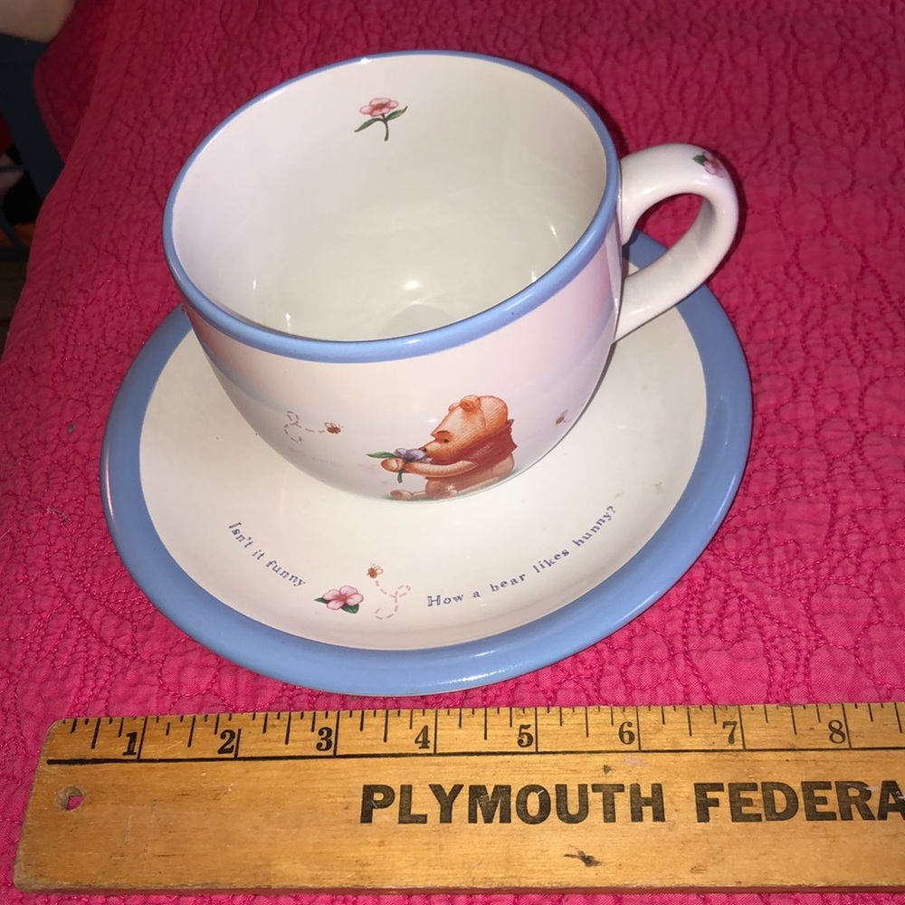 Disney Simply Pooh Cup and Saucer, and 1 additional cup